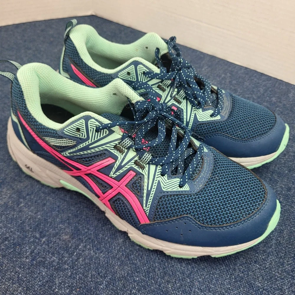 Asics Gel-Venture 8 Trail Running Shoes Womens 9.5 Wide Blue Pink Activewear